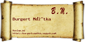 Burgert Mátka névjegykártya